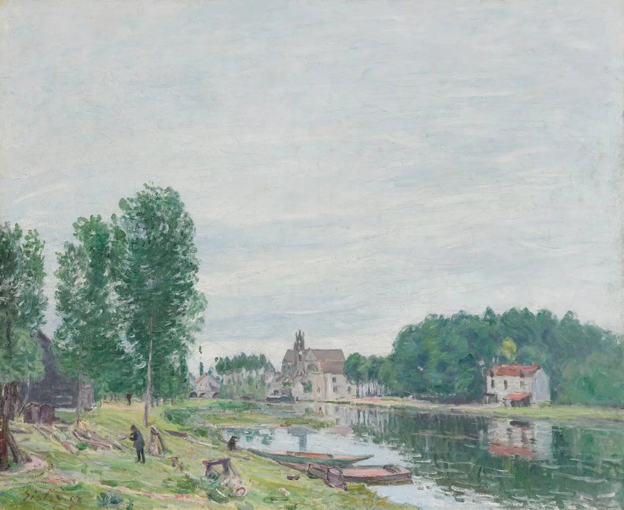 Varvet Matrat, Moret-Sur-Loing, regnigt väder - Alfred Sisley