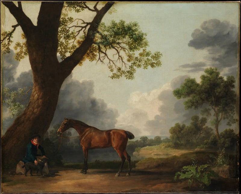 Jägaren av den tredje hertigen av Dorset med en hästskötare och en hund - George Stubbs