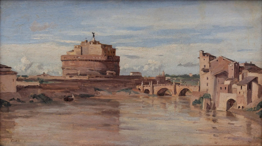 Slottet Saint-Ange och Tibern, Rom - Jean-Baptiste Camille Corot