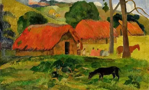 Hunden framför hyddan, eller De tre hyddorna - Paul Gauguin