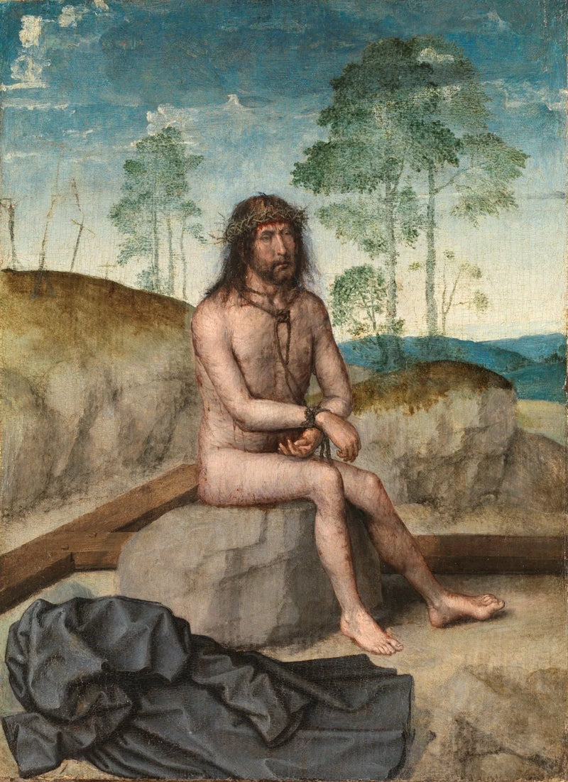 Kristus som sitter på en kall sten - Juan de Flandes