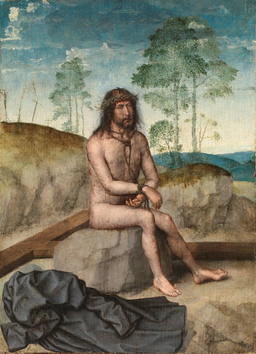 Kristus som sitter på en kall sten - Juan de Flandes