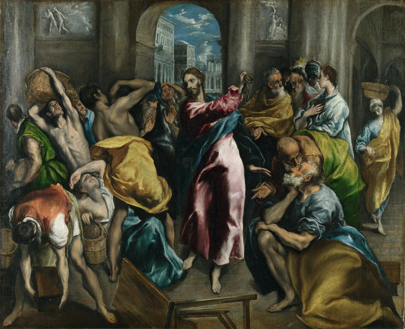 Kristus jagar ut handlarna ur templet - El Greco