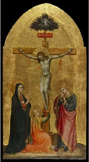 Den korsfäste Kristus, med Jungfru Maria, Maria Magdalena och helige Johannes - Spinello Aretino