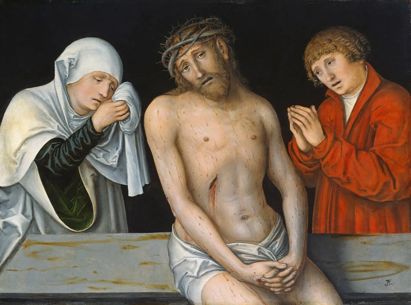 Kristus av lidande mellan Jungfru Maria och Johannes Döparen - Lucas Cranach den äldre