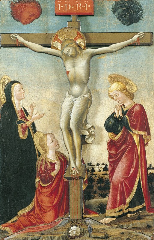 Kristus på korset, Jungfru Maria, Johannes och Maria Magdalena - Lorenzo Monaco