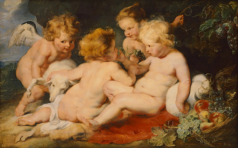 Kristus och Johannes Döparen som barn och två änglar - Peter Paul Rubens