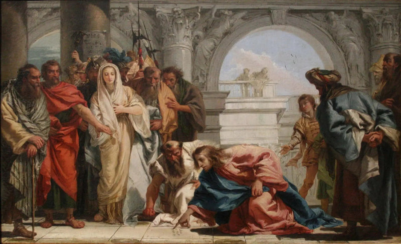 Kristus och den adulterande kvinnan - Giovanni Battista Tiepolo