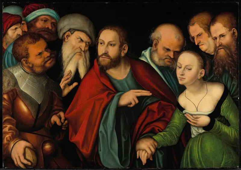 Kristus och den adulterande kvinnan - Lucas Cranach den äldre