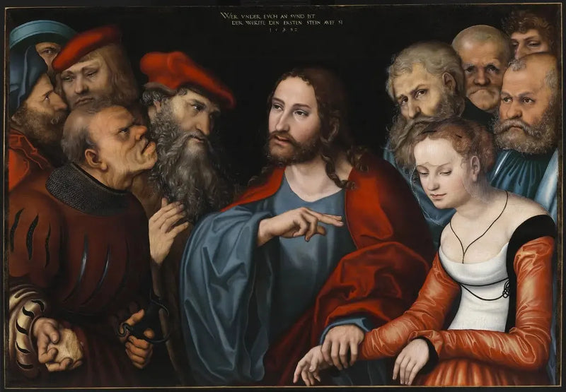 Kristus och den adulterande kvinnan - Lucas Cranach den äldre