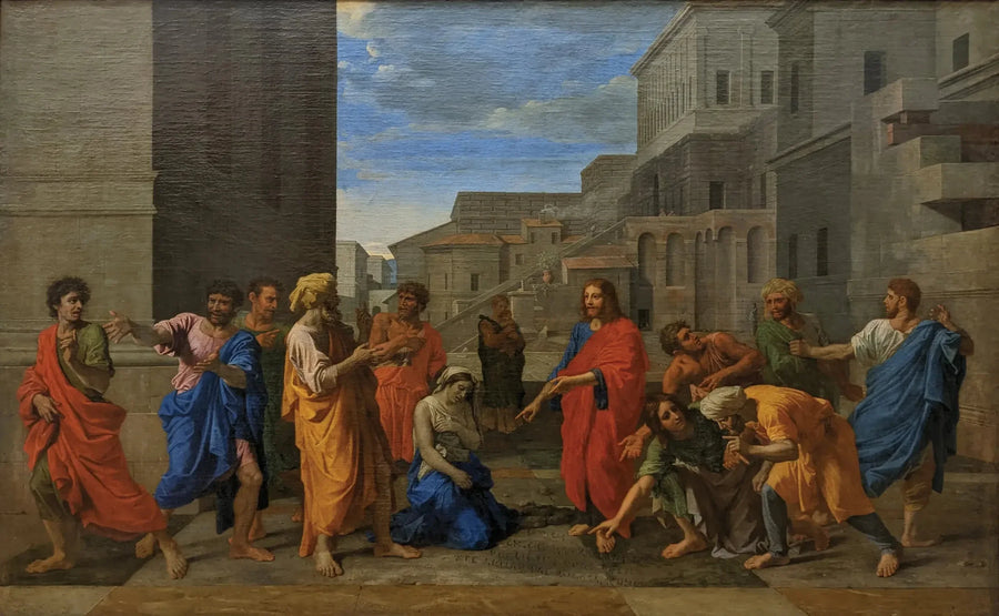 Kristus och den adulterande kvinnan - Nicolas Poussin