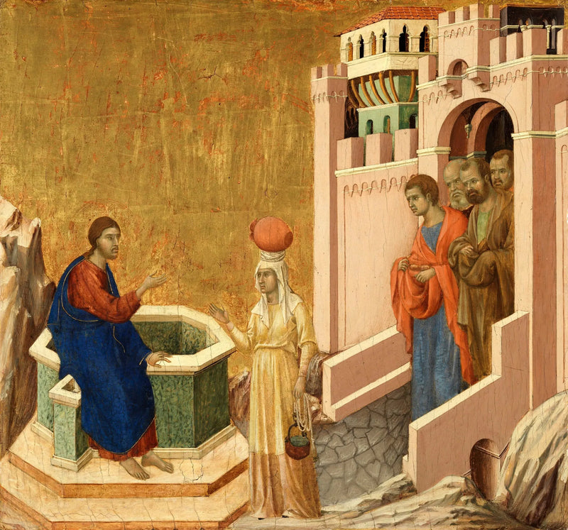 Kristus och Samaritanen - Duccio di Buoninsegna