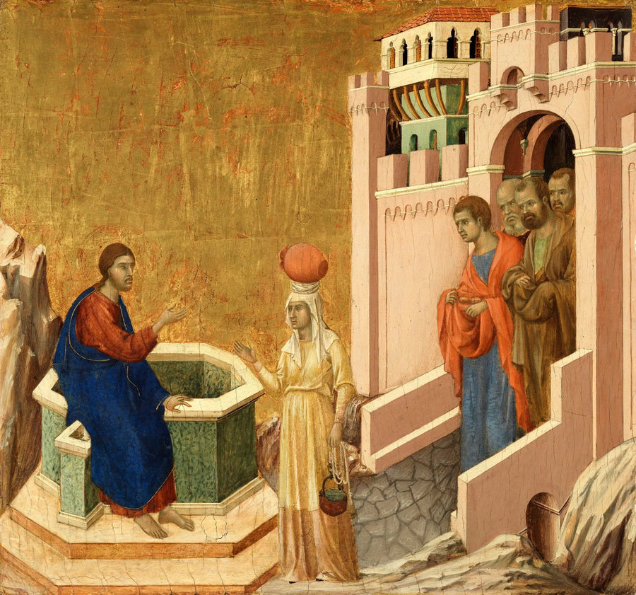 Kristus och Samaritanen - Duccio di Buoninsegna