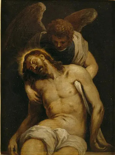 Den döda Kristus stödd av en ängel - David Teniers den yngre