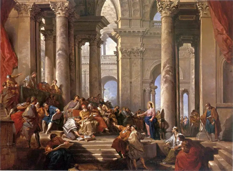 Kristus bland lärde - Giovanni Paolo Panini
