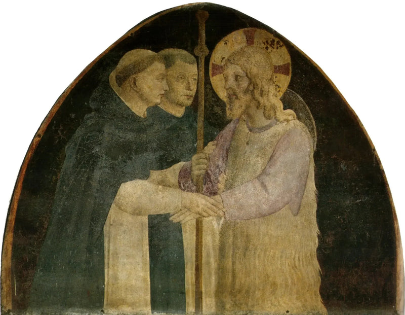 Kristus pilgrimen välkomnas av två dominikaner - Fra Angelico