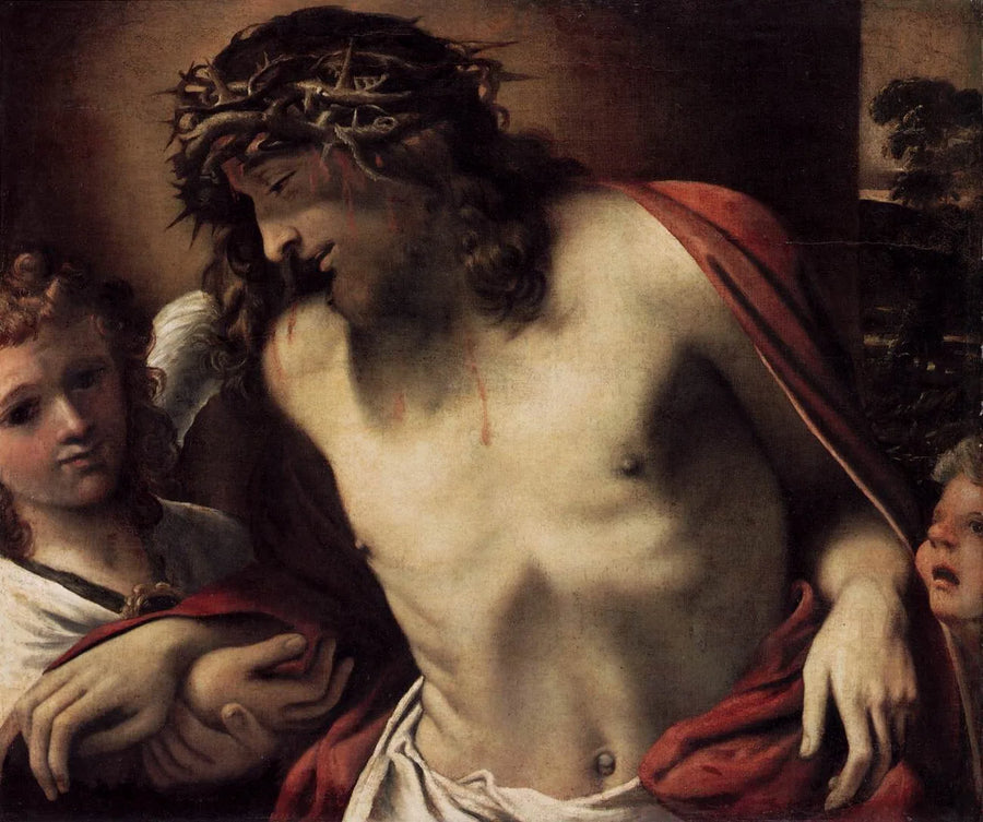 Kristus med törnekronan, stödd av änglar - Annibale Carracci