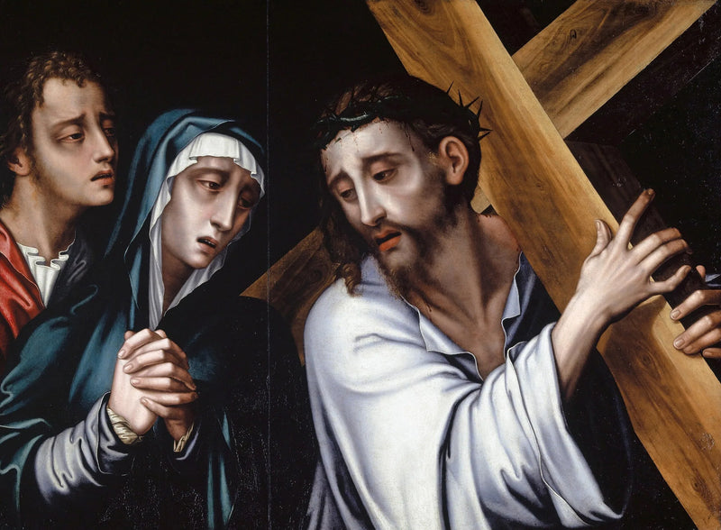 Kristus som bär korset med Jungfru Maria och helige Johannes - Luis de Morales