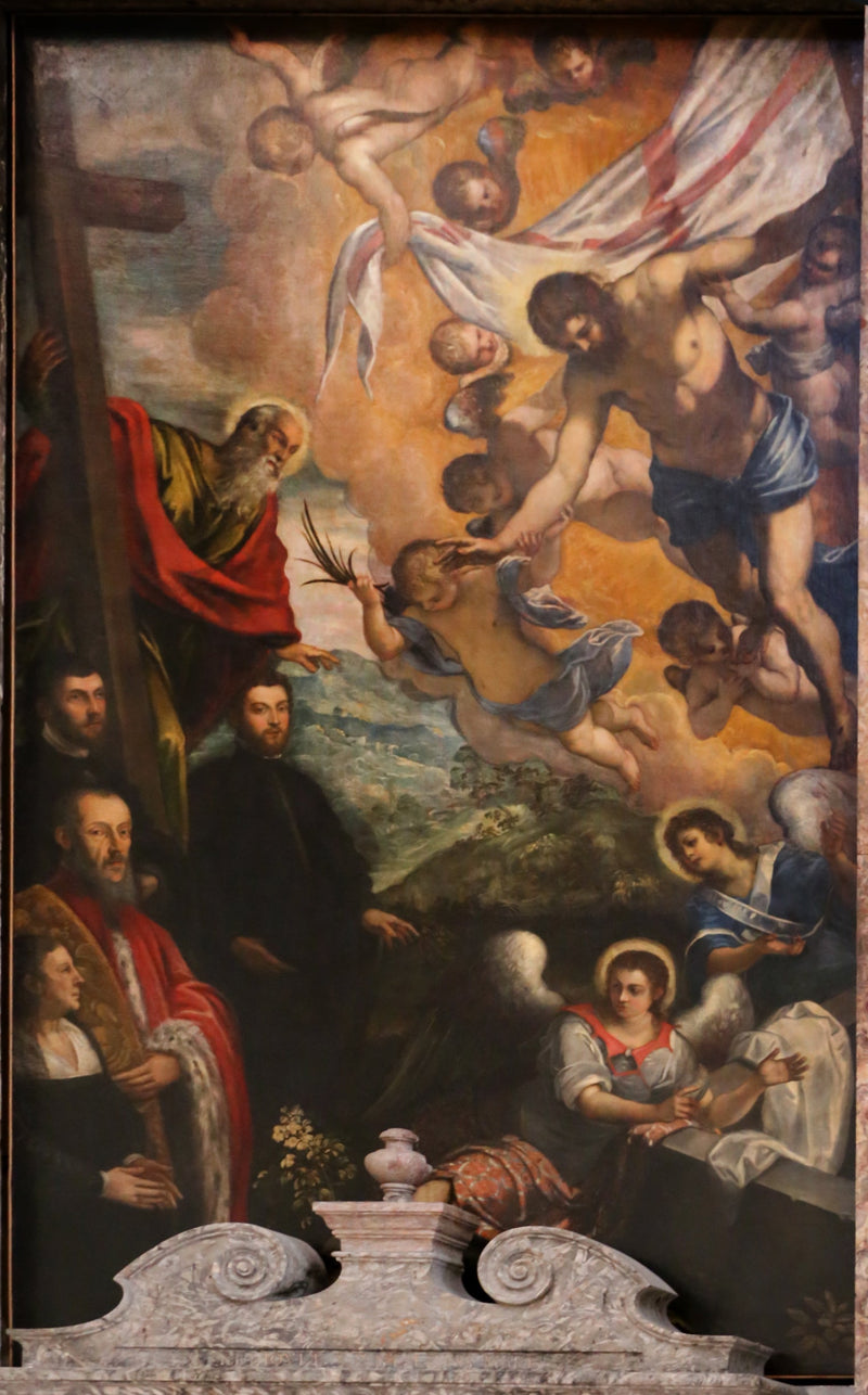 Den uppståndne Kristus med Sankt Andreas och donatorerna - Jacopo Tintoretto