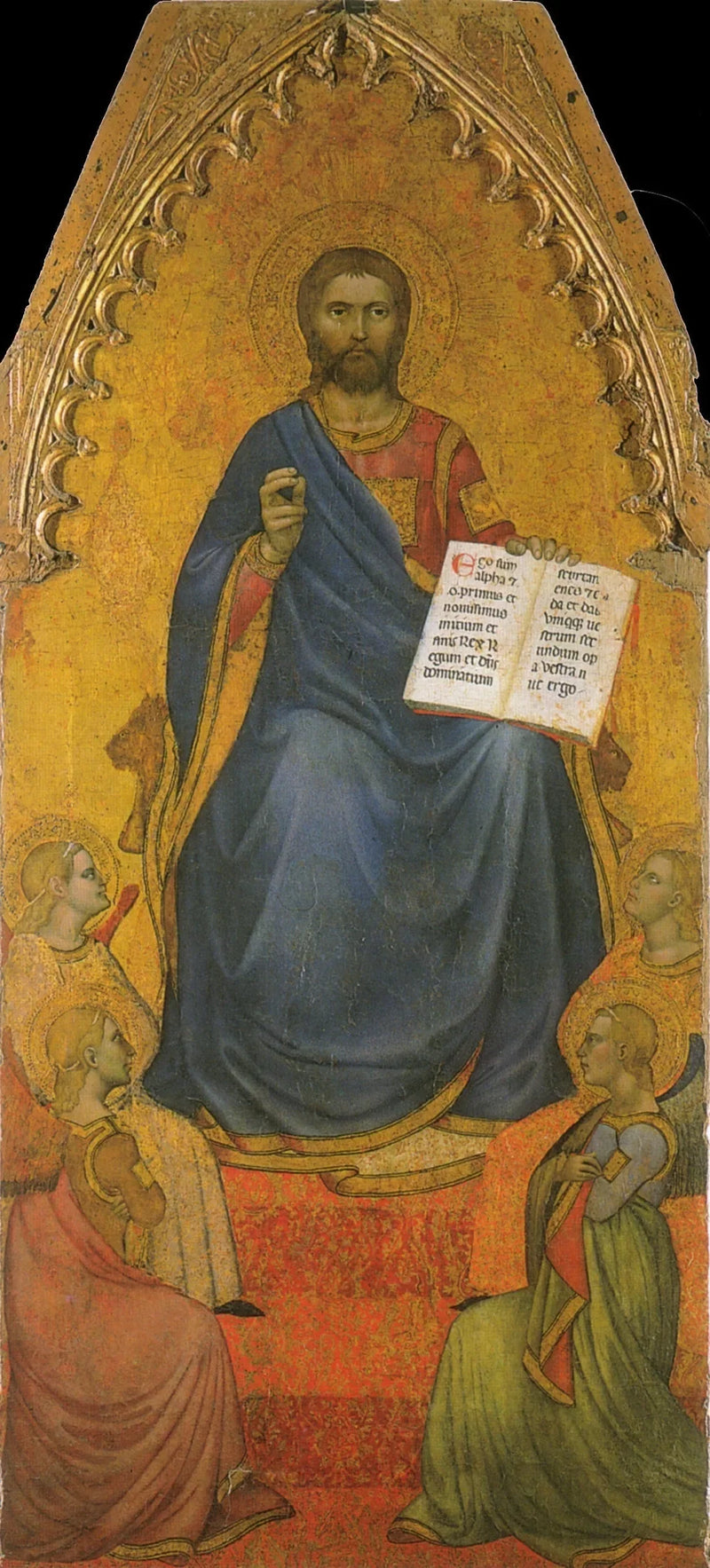 Kristus på sin tron, dyrkad av änglar - Giovanni da Milano