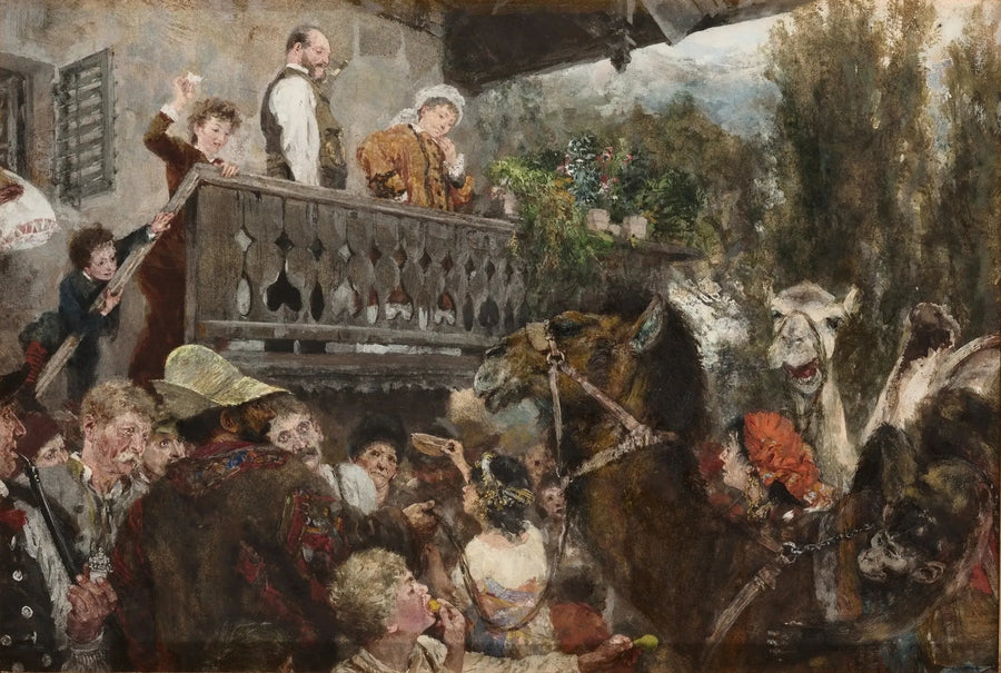 Den vandrande cirkusen (Chaufförerna i Partenkirchen) - Adolph von Menzel