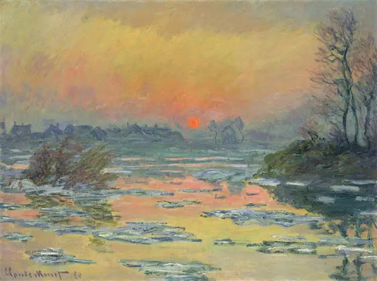 Solnedgången över Seine på vintern - Claude Monet