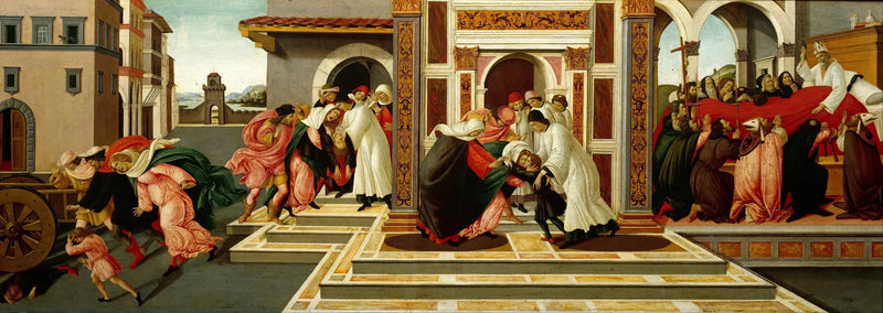 Det sista miraklet och Saint Zénobes död - Sandro Botticelli