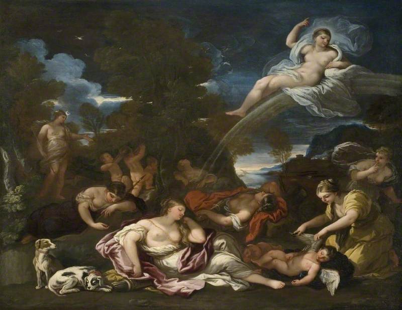 Cupids avväpning, en allegori om kyskhet - Luca Giordano