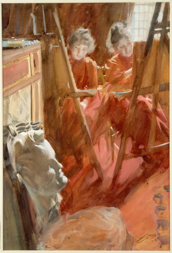 Flickornas teckning Schwartz - Anders Zorn