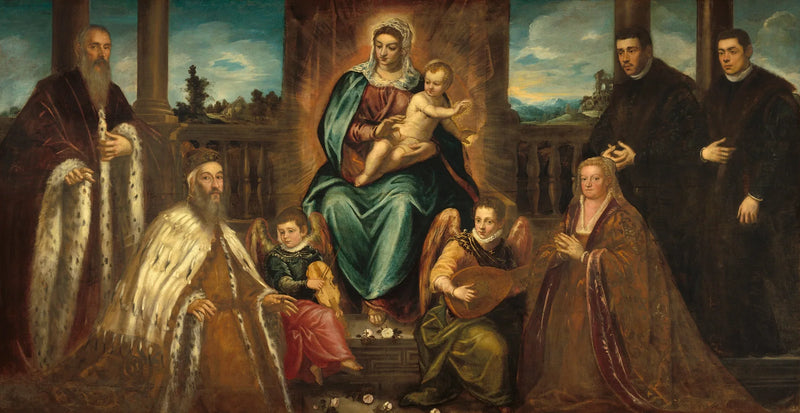 Dogen Alvise Mocenigo och hans familj framför Jungfru Maria med barnet - Jacopo Tintoretto
