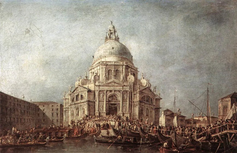 Venetianska dogen går till Salute, den 21 november, minnesdagen av slutet på pesten 1630 - Francesco Guardi