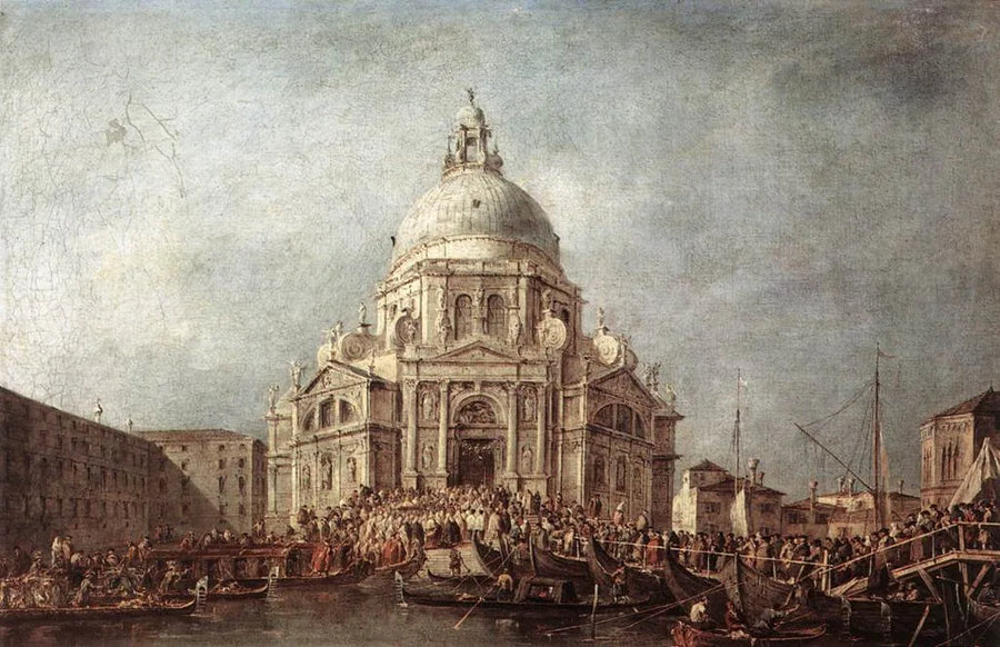 Venetianska dogen går till Salute, den 21 november, minnesdagen av slutet på pesten 1630 - Francesco Guardi