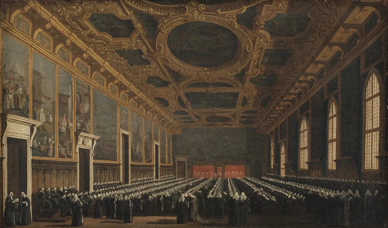 Dogen och Storrådet i Sala del Maggior Consiglio - Canaletto