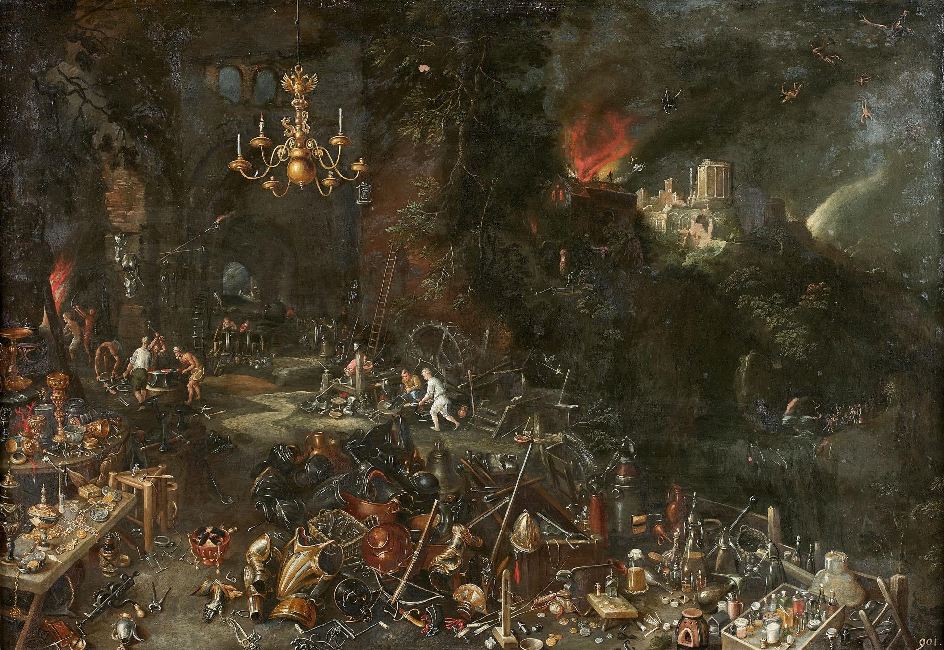 Le feu (les quatre éléments) - Jan Brueghel le Jeune image 1 copie peinte à la main à l’huile