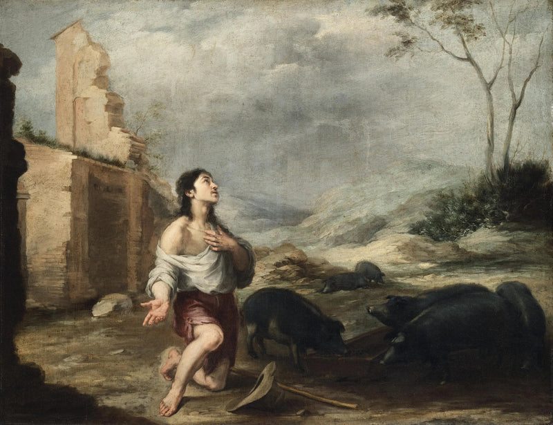 Den bortkomne sonen som matar grisarna - Bartolomé Esteban Murillo