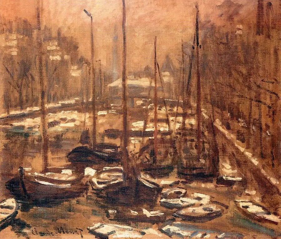 Geldersekade i Amsterdam, vintern - Claude Monet