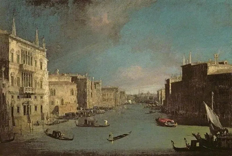 Canale Grande, Venedig, vy mot nordost från Palazzo Balbi till Rialto-bron - Canaletto