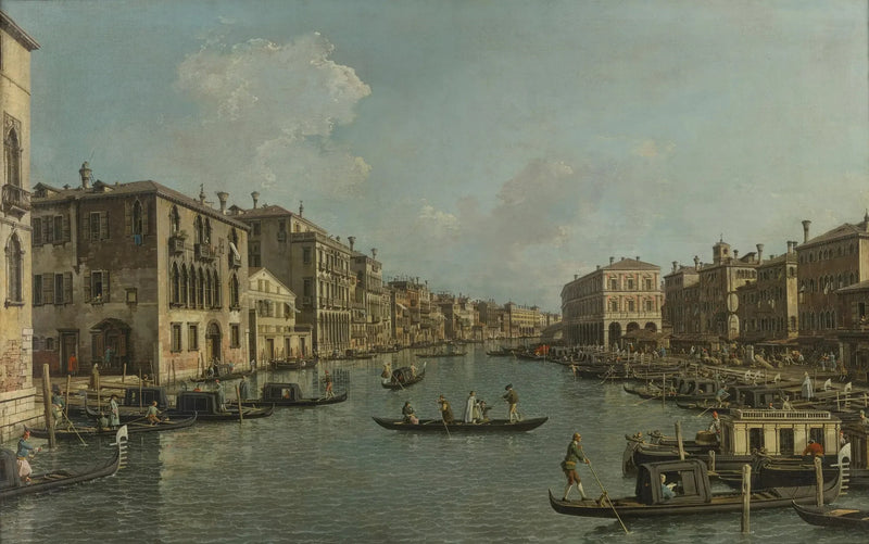Le Grand Canal sett i sydväst mot Rialto-bron - Canaletto