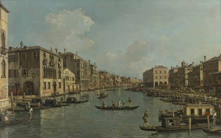 Le Grand Canal sett i sydväst mot Rialto-bron - Canaletto