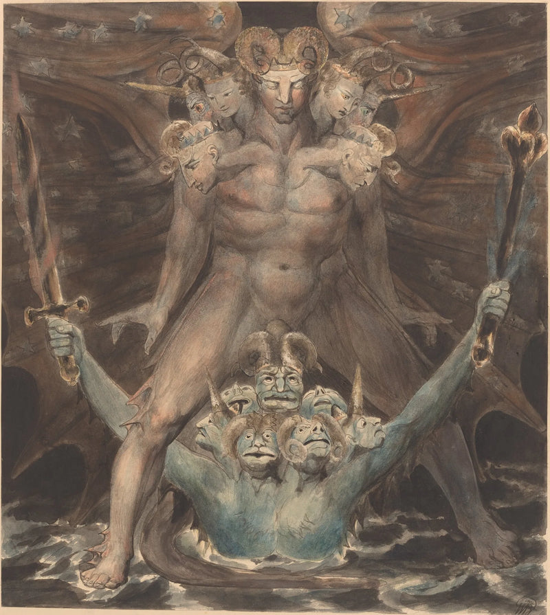 Den stora röda draken och havets varelse - William Blake