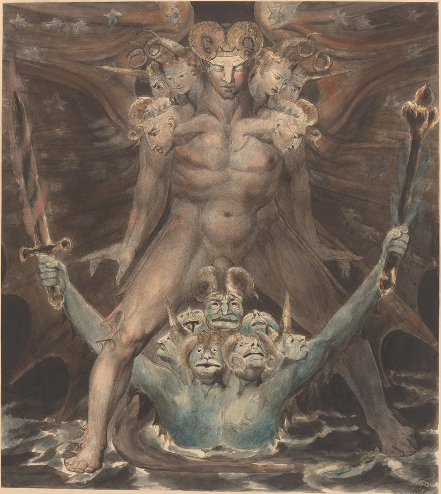 Den stora röda draken och havets varelse - William Blake