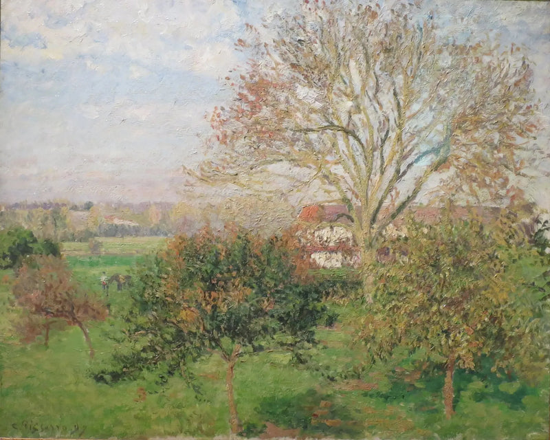 Den stora valnötsträdet, höstmorgon, Éragny (Höstmorgon i Eragny) - Camille Pissarro
