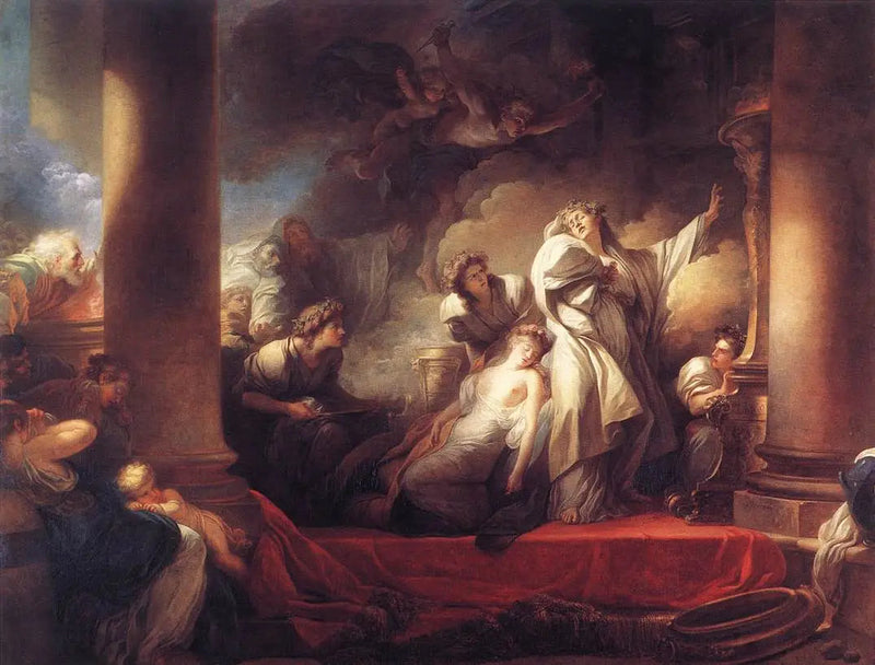Den store prästen Corésus offrar sig för att rädda Callirhoé - Jean-Honoré Fragonard