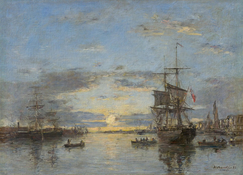 Le Havre: förhamnen vid solnedgången - Eugène Boudin