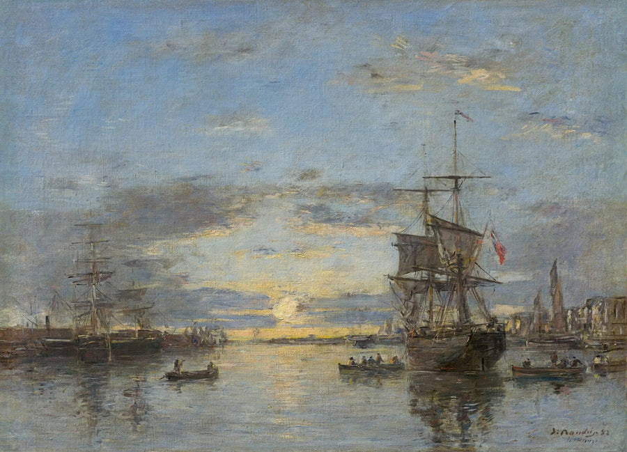 Le Havre: förhamnen vid solnedgången - Eugène Boudin