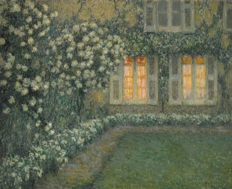 Den vita trädgården vid skymningen - Henri Le Sidaner