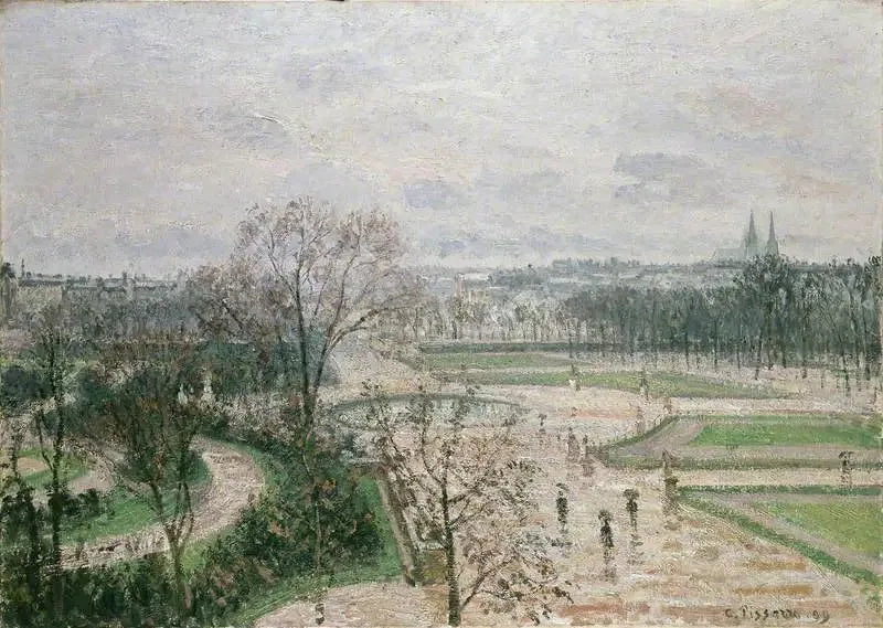 Tuilerieträdgården, regnigt väder - Camille Pissarro
