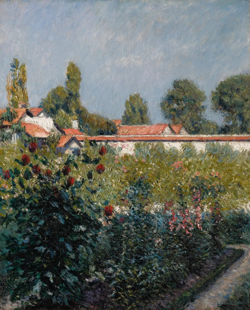 Den lilla Gennevilliers trädgård, de rosa taken - Gustave Caillebotte