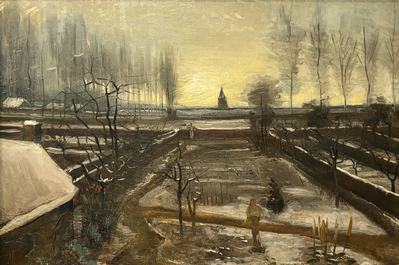 Trädgården vid prästgården i Nuenen under snön - Vincent van Gogh