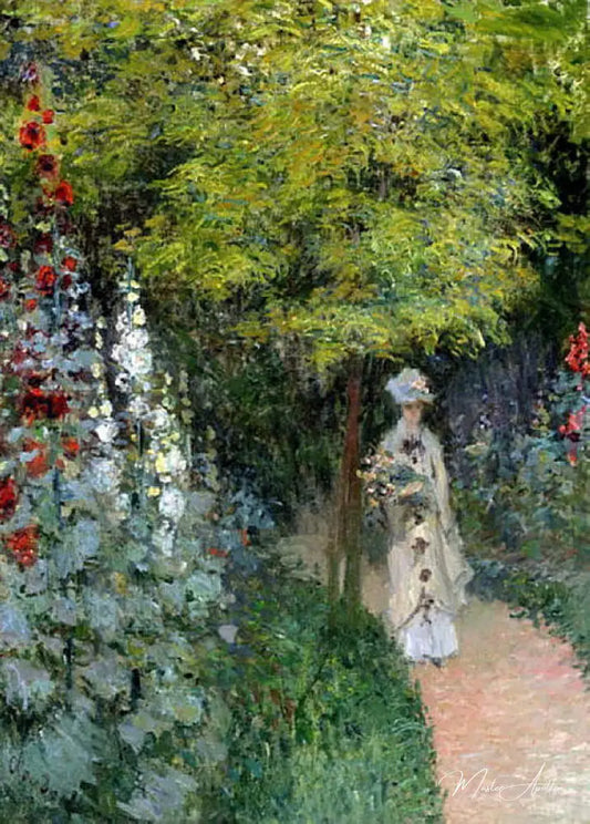 Le jardin, les roses trémières, 1877 - Claude Monet - Reproductions de tableaux et peintures haut de gamme